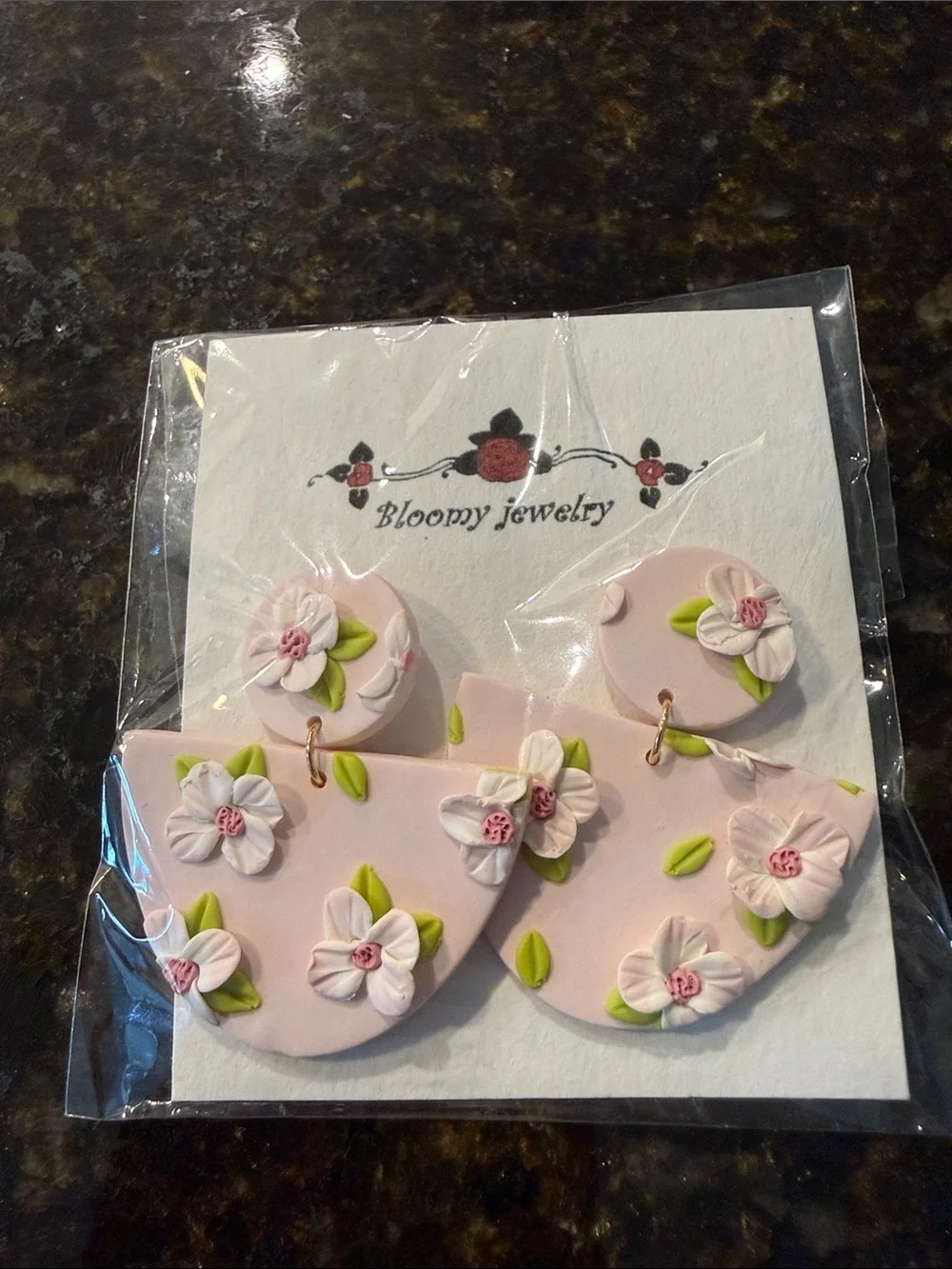 Pink Floral Dangle Earrings
